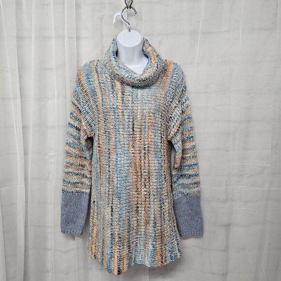 NWT Blue Peach Turtleneck Tunic Sweater Stripes Boho Rag Granola M - Picture 10 of 10
